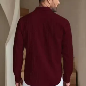 Men Regular Fit Self Design Spread Collar Casual Shirt